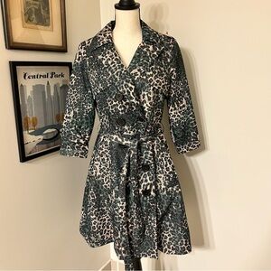 Vertigo Paris Leopard Print Trench Coat SZ S